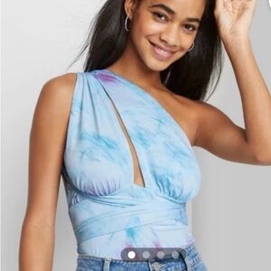 Wild Fable Blue Tie-Dye One-Shoulder-Plunging Neckline - Versatile Style Design